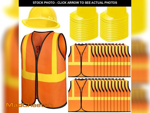 Lot 74-14148399 - Hillban 48 Pcs Construction Worker Kids Costumes Includes 24 Pcs Construction Vests and 24 Hats for ...