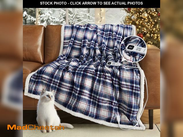 Lot 74-13540911 - blunique Heated Blanket Electric Throw-50''x60''Ultra Soft Cozy Plaid Flannel Fast Heating Electric ...