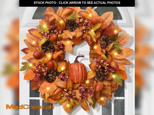 Lot 74-12435827 - Fall Decor Fall Wreath-Fall Wreaths for Front Door, 18 Inch Autumn Wreath for Outside Porch Decorati...