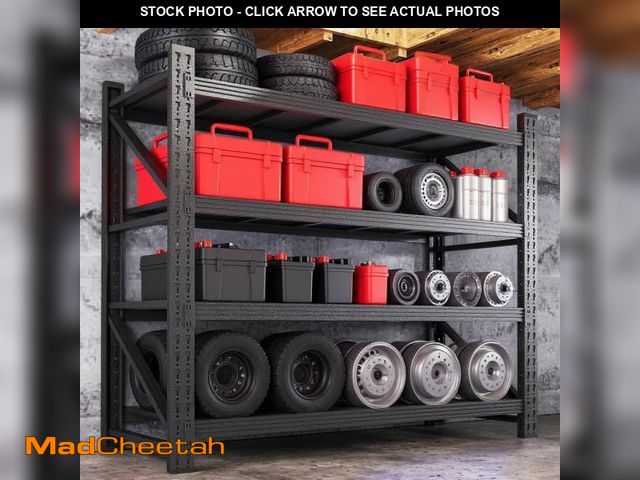 Lot 74-12104021 - 59" W Garage Shelving Heavy Duty, 4 Tier Metal Garage Shelves Adjustable Storage Shelving Unit for G...
