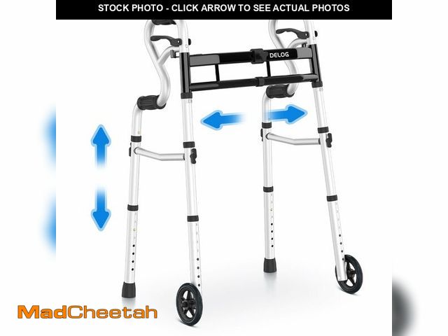 Lot 74-13623789 - Delog Narrow Folding Walker for Seniors, 3 in 1 Folding Walker with 5Ã¢â¬Â Front Wheels Width Adju...