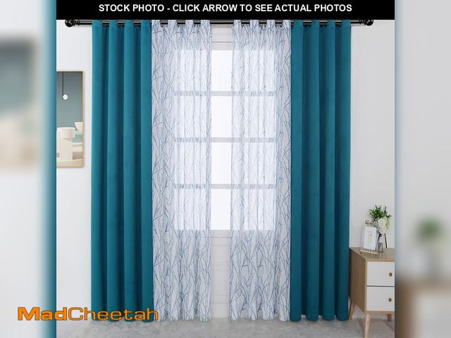 Lot 74-13058536 - BONZER Mix and Match Curtains - 2 Pieces Branch Print Sheer Curtains and 2 Pieces Blackout Curtains ...