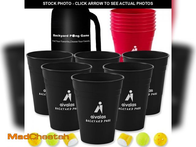 Lot 74-12303099 - Aivalas Giant Yard Pong Outdoor Games Set,Giant Yard Pong for Adults and Family with XL Size Buckets...
