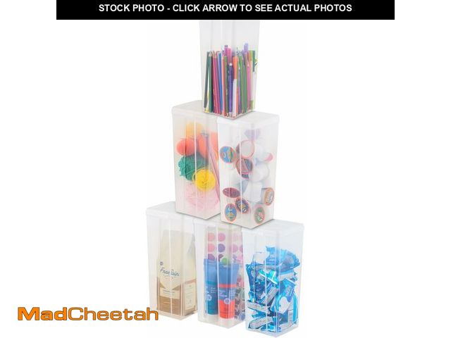 Lot 74-12695668 - IRIS USA Vertical Plastic Flip Top Storage Containers Bins with Lids for Pantry, Home, Office, Organ...