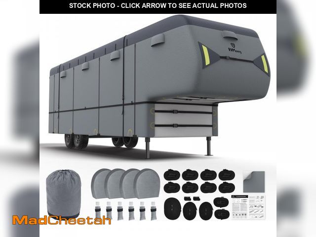 Lot 74-12206655 - RVMasking 5th Wheel RV Cover, 37'1"-40' Heavy Duty 7 Layers Top Fifth Wheel Cover with 4 Tire Covers...