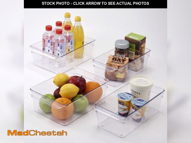 Lot 74-12421555 - (MISSING 2 PIECES) Mainstays Clear Plastic Fridge Organization Bin 4-Pack Set  Various Sizes - UNUSE...
