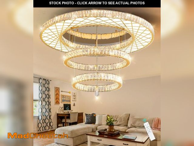 Lot 74-12165582 - (BENT) HAIXIANG 48 inch Large Size Glam Chandelier Crystal Ceiling Light for Living Room Chandeliers...