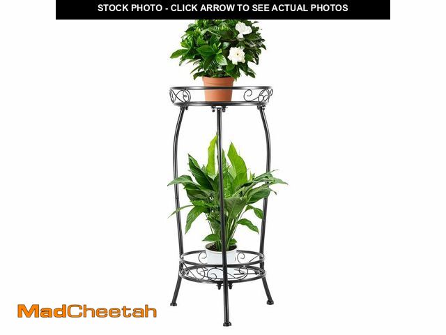 Lot 74-14063499 - Plant Stand Indoor Outdoor 2 Tier 27" Tall Metal Potted Holder Rack Flower Pot Stand Heavy Duty Plan...