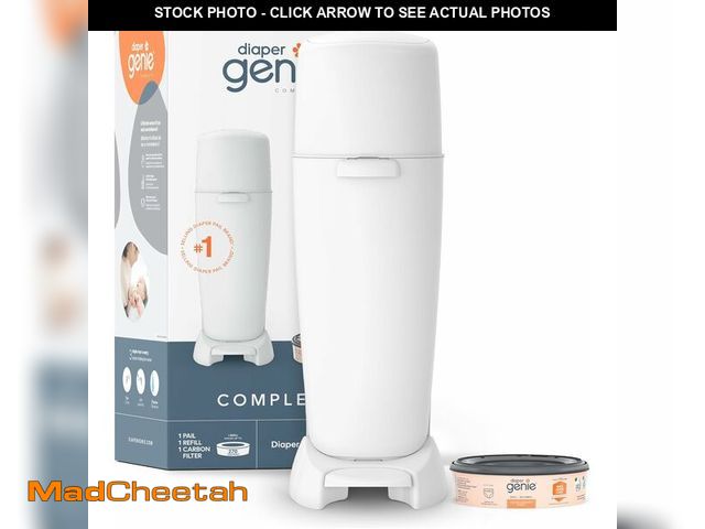 Lot 74-14347706 - Diaper Genie Complete Diaper Pail (White) - Includes 1 Refill (Holds 270 Newborn Diapers) &amp; 1 Ca...