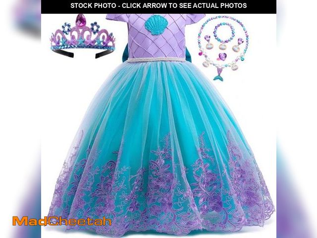 Lot 74-12441284 - PURFEEL Girls Mermaid Princess Dress Kids Mermaid Costume Dress up for Ariel 8-9Years - USED
