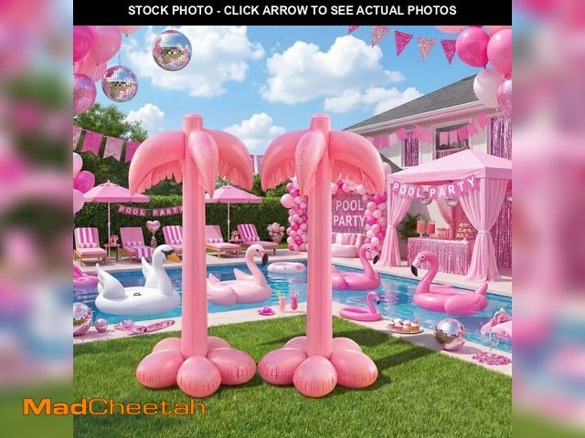 Lot 74-14335751 - JolliLudo 2 Pack Giant Inflatable Pink Palm Trees 51 Inches Large Hot Pink Blow up Coconut Tree for ...