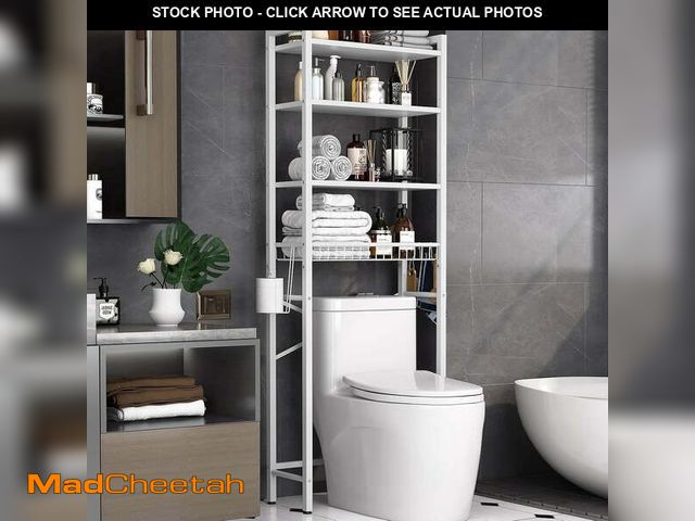 Lot 74-14286422 - Biemlerfn Over The Toilet Storage Shelf, 4-Tier Wooden Bathroom Organizer Adjustable Saver Space Rac...