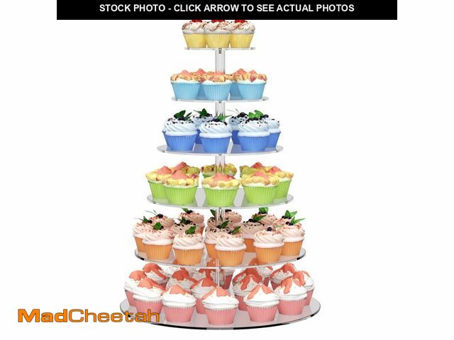 Lot 74-14377399 - 6 Tier Large Acrylic Round Cupcake Stand, Clear Wedding Cupcake Tower Stand, Cupcake Tier Stands for...