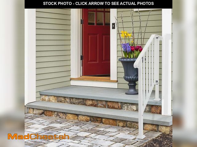Lot 74-14436524 - Zimtown Handrail for Stairs Fits 2 or 3 Steps Outdoor Stair Railing Picket White Wrought Iron Handra...