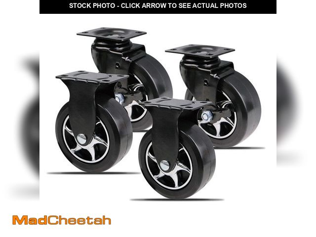 Lot 74-12557901 - Everbilt 5 in. Black Tool Chest Caster Set 2 Rigid and 2 Swivel with Brake with 1300 lbs. Load Ratin...