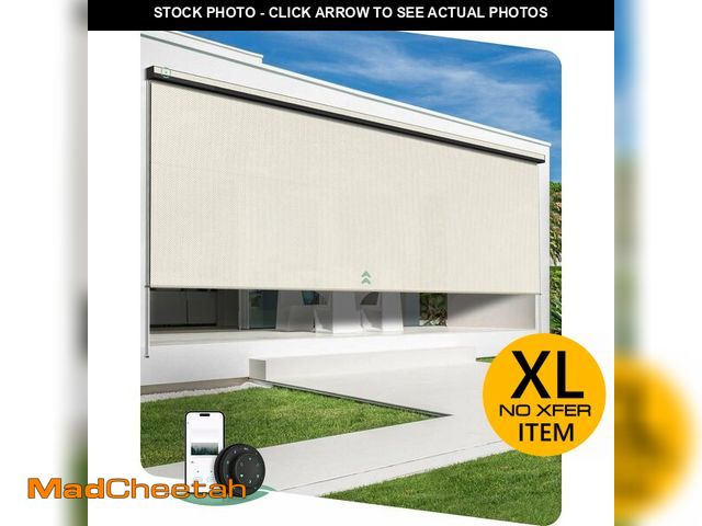 Lot 74-13556599 - Yoolax Motorized Outdoor Shades for Patio, Solar Powered Electric Roller Shade 2-16FT Wide, Smart Ou...