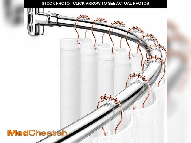 Lot 74-14259482 - Sicabi Curved Shower Curtain Rod, 45-72" Adjustable Rustproof Steel Tension Rod,Drill Required, Silv...