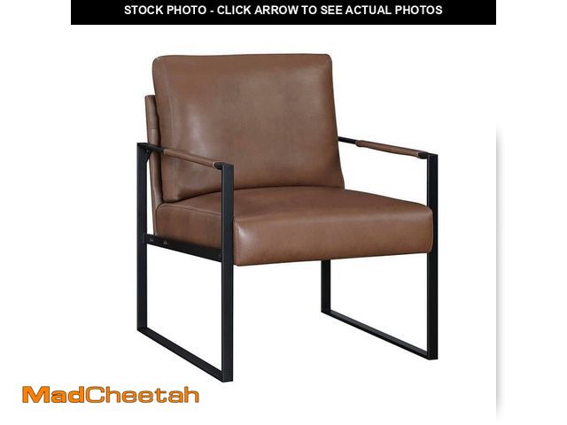Lot 74-14292784 - Lazzara Daria Brown Faux Leather Metal Frame Accent Chair - UNUSED
