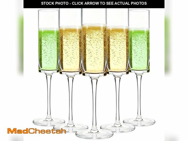 Lot 74-14148054 - GuanQiao 12-Pack Plastic Champagne Flutes, 6oz Clear Square Disposable Toast Glasses, Heavy Duty Sha...
