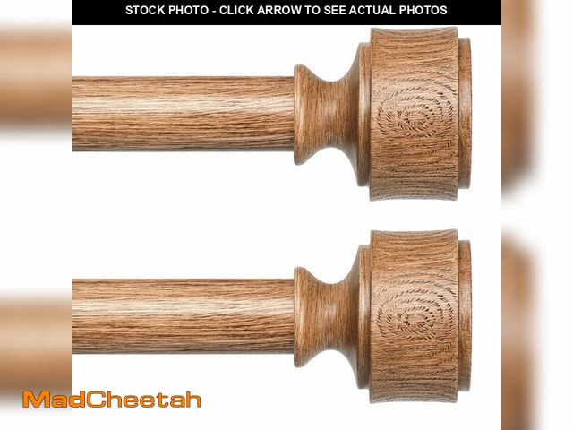 Lot 74-14143399 - 2 Pack Wood Curtain Rod 36-91 Inch, Decorative 1 Inch Heavy Duty Curtain Rods for Windows with Vinta...