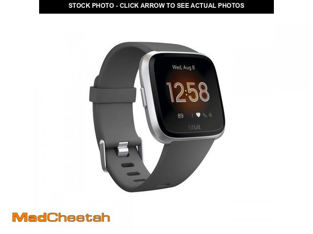 Lot 74-12215706 - Fitbit Versa Lite Smartwatch,GPS,Charcoal/Silver Aluminum, One Size (S &amp; L Bands Included) - USE...