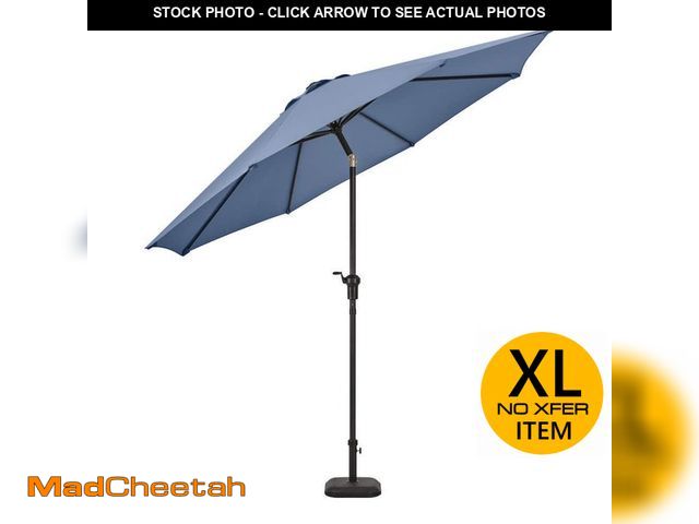 Lot 74-14242964 - *SCRATCHED/MISSING BASE* Hampton Bay 9 ft. Aluminum Market Crank and Auto-Tilt Patio Umbrella in Lak...