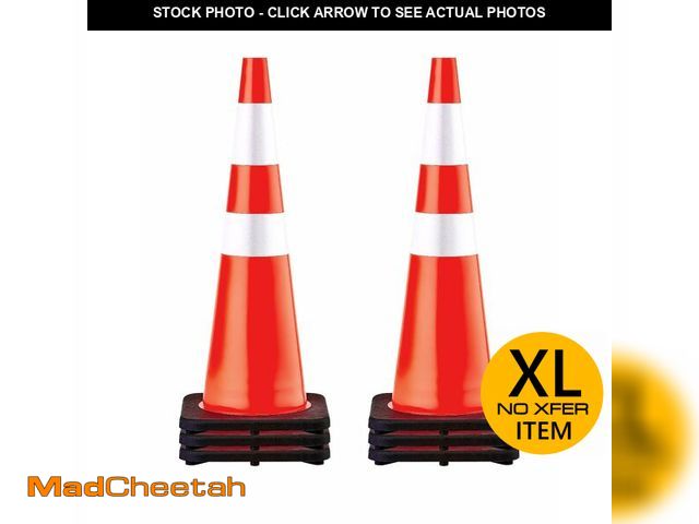 Lot 74-14611965 - VEVOR Safety Cones, 6 Pack 36" Traffic Cones, PVC Orange Construction Cones with Reflective Collars ...