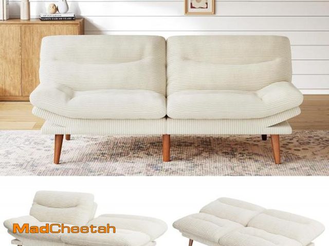Lot 74-12161369 - Marsail Futon Sofa Bed, Futon Couch with Adjustable Backrest &amp; Armrests, Convertible Small Sleep...