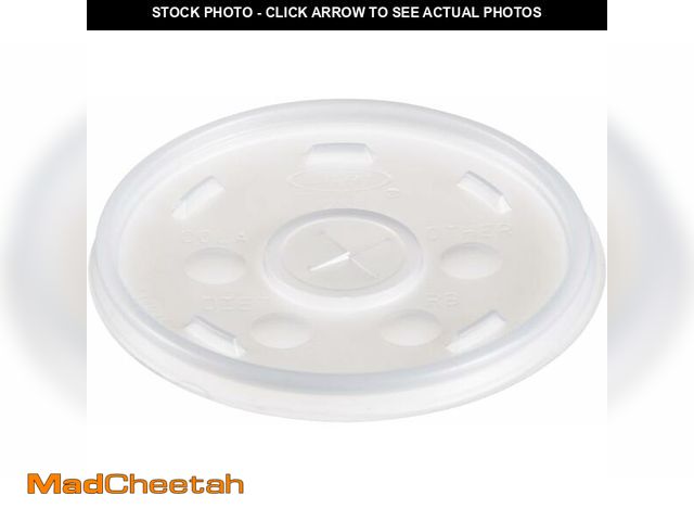 Lot 74-14304736 - DART 12SL Translucent Straw Slotted Lid (Case of 1000), 12 oz - UNUSED
