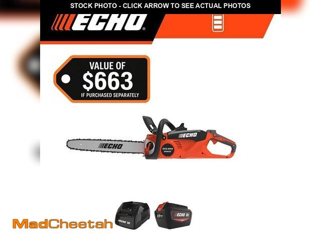 Lot 74-14182156 - ECHO 56V 18 in. Cordless Electric Battery Brushless Rear Handle Chainsaw Kit with 5.0Ah Battery and ...