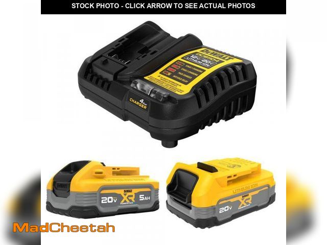 Lot 74-12463527 - DEWALT 20V MAX XR POWERSTACK Lithium-Ion Battery Starter Kit with 5.0Ah and 1.7Ah Batteries and Char...
