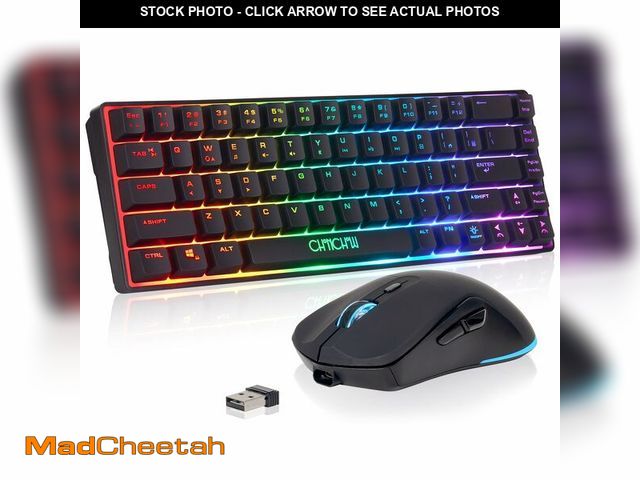 Lot 74-13777526 - CHONCHOW 60% Wireless Gaming Keyboard and Mouse Combo, RGB Backlit Rechargeable LED Light Up Keyboar...