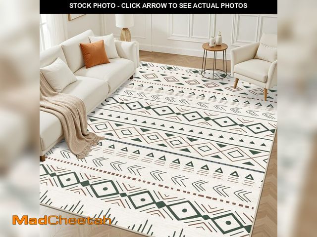 Lot 74-13696205 - 6x9 Area Rugs Living Room Rug: Washable Rug Neutral Lagre Soft Thin Carpet Indoor Floor Non Slip Boh...