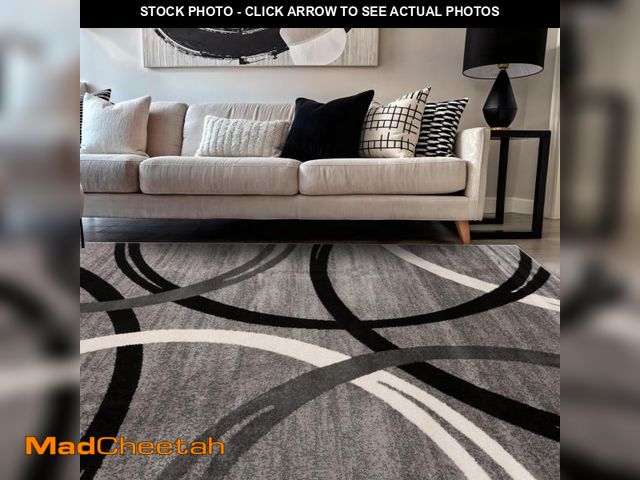 Lot 74-12518319 - Rugshop Wavy Circles Design Area Rug, Fade-Resistant Carpet for Living Room, Dining Room, or Bedroom...