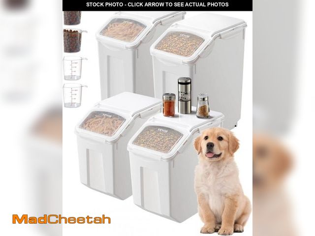 Lot 74-12137357 - VEVOR Rice Storage Container, 3.5Gal/15Lx2 + 4.5Gal/20Lx2 Large Dog Food Dispenser Bin, Kitchen Ingr...