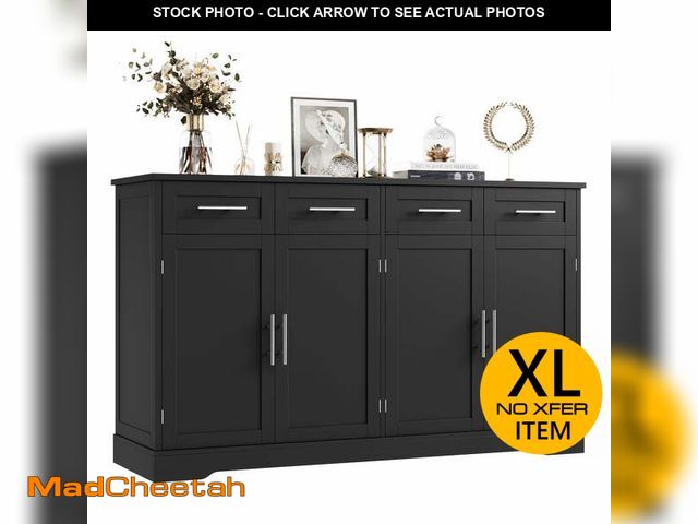 Lot 74-13774283 - (MISSING HARDWARE) Homfa Modern Buffet Cabinet with 4 Drawers and 4 Doors, 59" W Sideboard Buffet St...