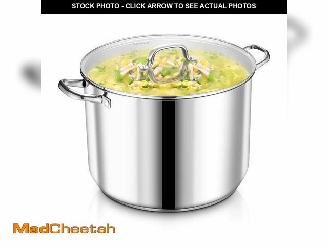 Lot 74-14350272 - Vesteel 24 Quart Stock Pot with Lid, Stainless Steel Stockpot for Stewing Simmering, Tri-ply Constru...