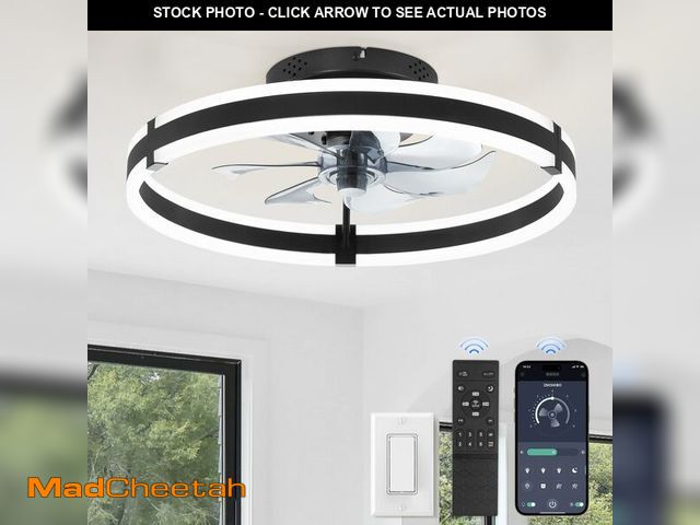 Lot 74-13632427 - ZMISHIBO Ceiling Fans with Lights and Remote, 19.7'' Low Profile Ceiling Fan, 3000-6000K Dimmable Mo...