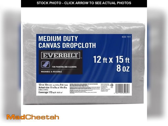 Lot 74-14374382 - Everbilt 12 ft. x 15 ft. Medium Duty Canvas Drop Cloth - UNUSED