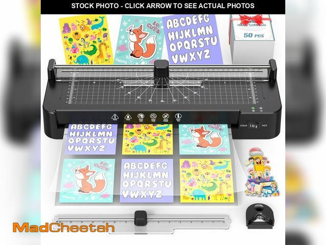Lot 74-13563611 - 13in Laminator Machine with Sheets 50pcs + Paper Trimmer + Corner Rounder, 11x17 / ABS Anti-Jam Tech...