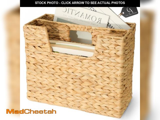 Lot 74-12304850 - CHI AN HOME Wicker Magazine Basket, Handwoven Water Hyacinth Storage Bin &amp; Organizer for Files, ...