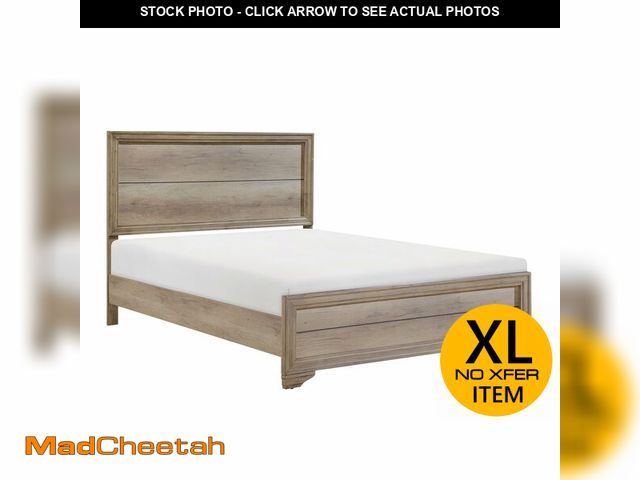 Lot 74-13011824 - Benjara BM295827 52.5 x 83.5 x 63 in. Contemporary Queen Size Bed with Rustic Wood Panel Headboard N...