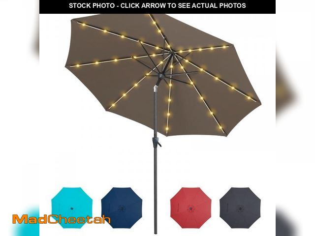 Lot 74-12160632 - Tempera 9ft Patio LED Umbrella with light | Solar Powered Outdoor Umbrella | Market Table Parasol wi...