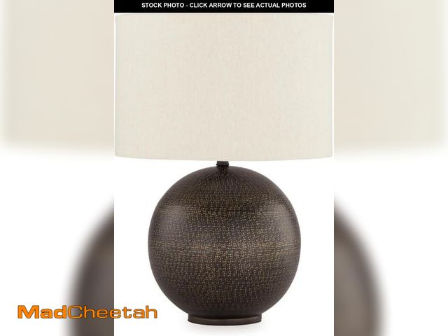 Lot 74-12098504 - Signature Design by Ashley Hambell Industrial Metal Table Lamp with 3-Way Switch, Black &amp; Metall...