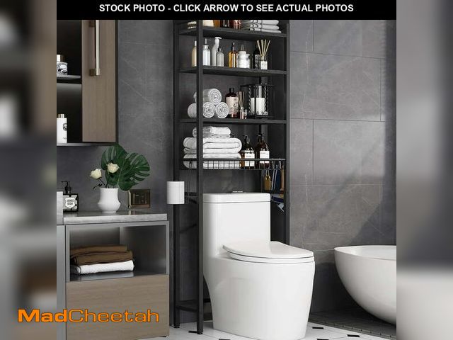 Lot 74-13817315 - Biemlerfn Over The Toilet Storage Shelf, 4-Tier Wooden Bathroom Organizer Adjustable Saver Space Rac...