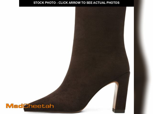 Lot 74-13571629 - Lovee Cosee Brown Suede Booties for Women 2025 Ankle Boots for Women Chunky Heel Square Toe Heeled B...