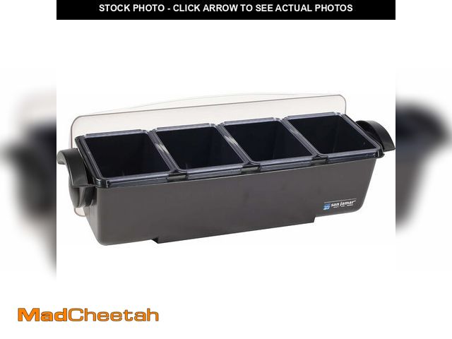 Lot 74-14305851 - San Jamar Dome Garnish Center 4 Tray with Dome Lid for Kitchen, Bar, and Restaurants, Plastic, 12 Pi...