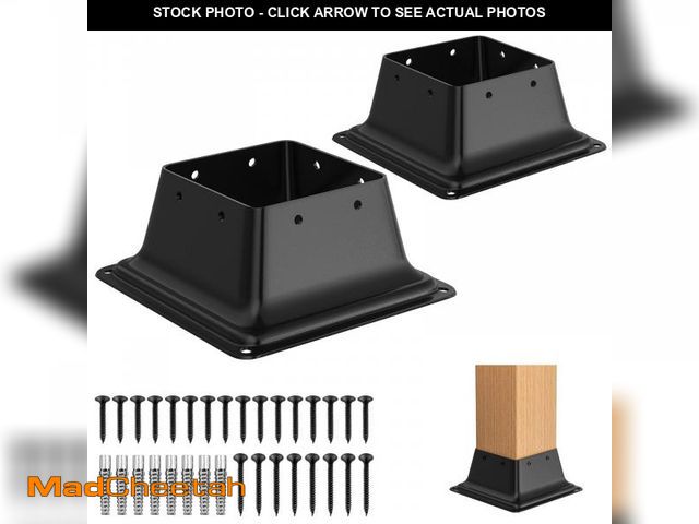 Lot 74-12049168 - FMhotu 4x4 Post Base 2Pcs, Internal 3.6"x3.6" Heavy Duty Powder-Coated Steel Post Bracket Fit for 4x...