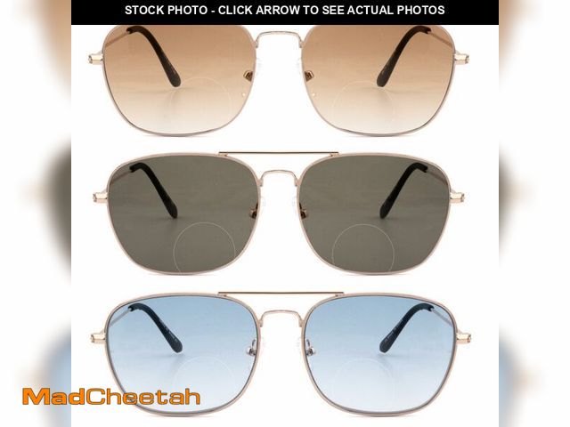 Lot 74-14267009 - FEIVSN 3 Pack Aviator Bifocal Reading Sunglasses for Men Wome Double Bridge Sun Readers Gradient Len...