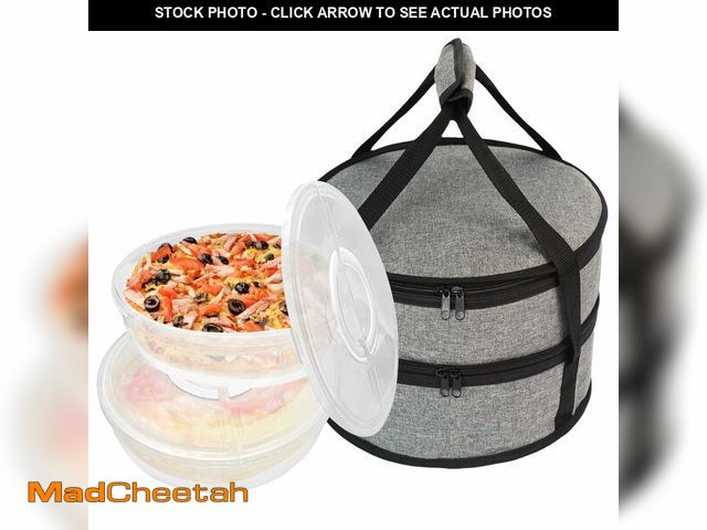 Lot 74-14264697 - Aufind 12" 2 Pack Pie Carrier with Lid and Insulated Food Carrying Case Bag, Reusable Food Storage C...